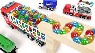 Marble Truck Parade and Wavy Wooden Track Fun for Kids